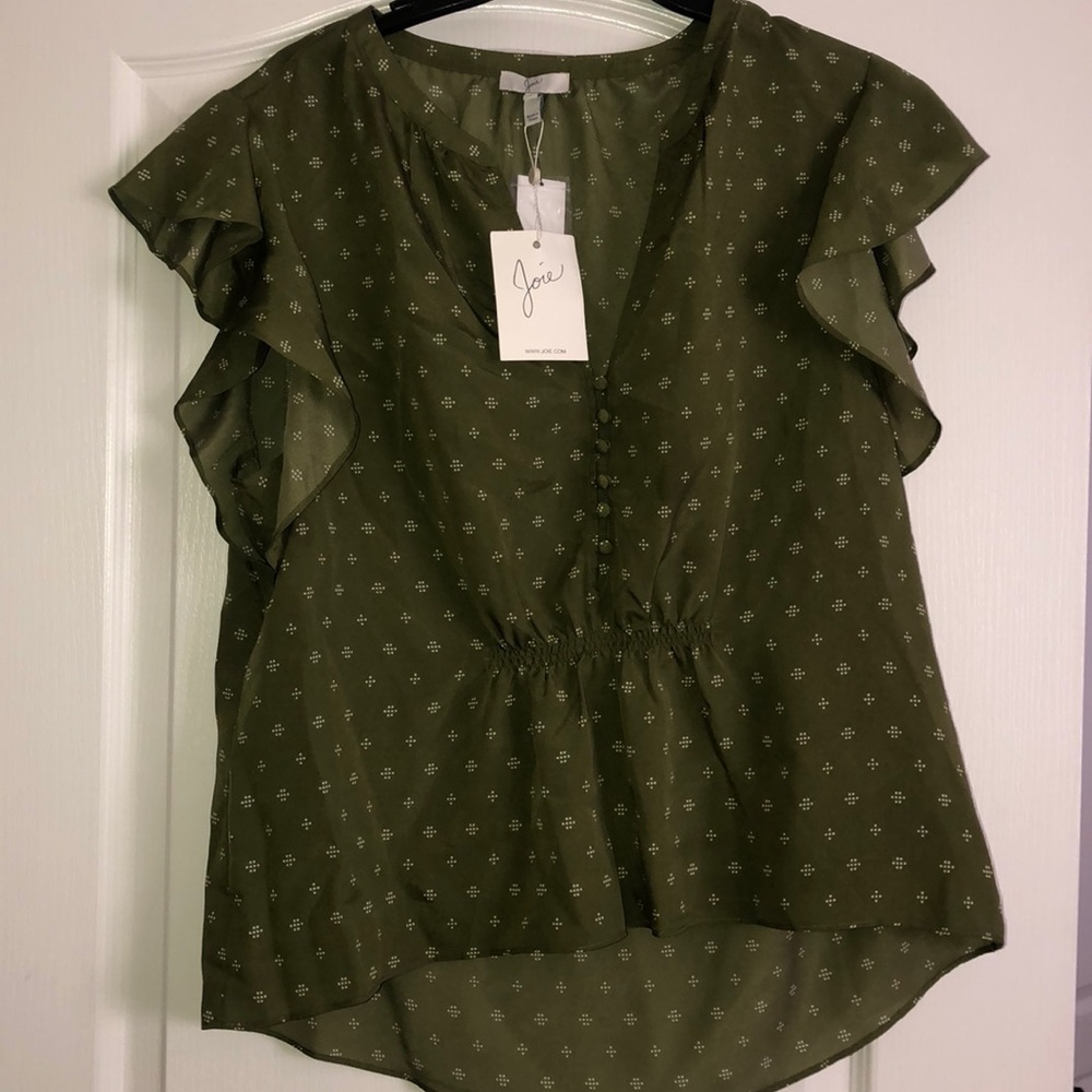 New joie Fleur d-isle too blouse green white